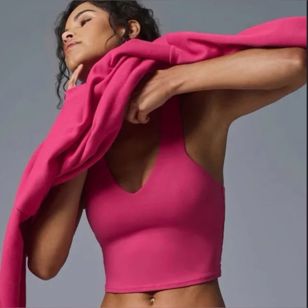 Alo pink airbrush yoga  top size s